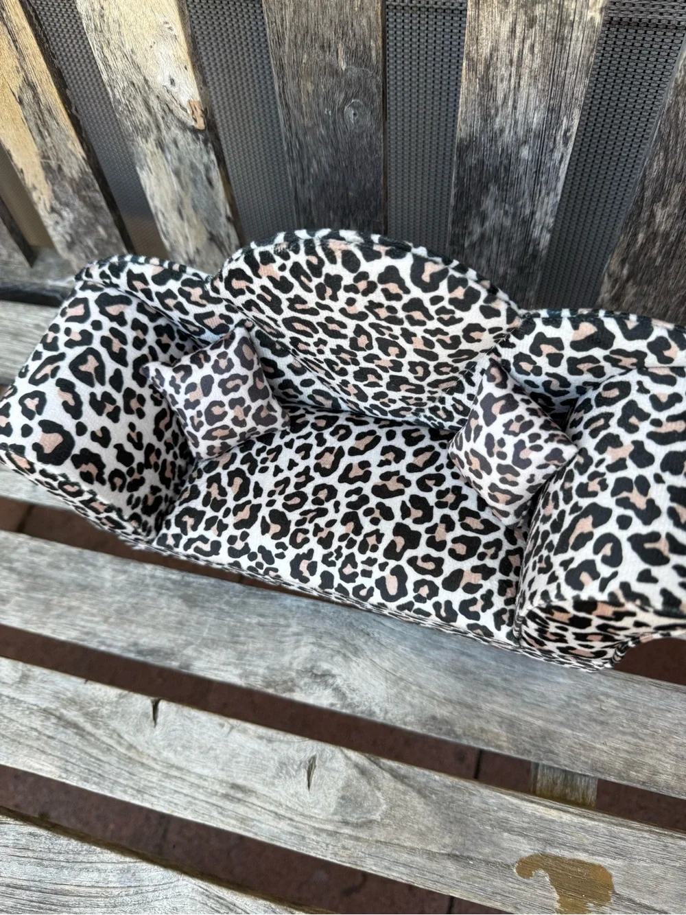 Leopard Print Accent Mini Sofa - Cream and Black couch doll furniture jewelry